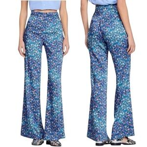 Sandro Donelo Satin Floral Print Flare Pants Size FR 38/ Medium